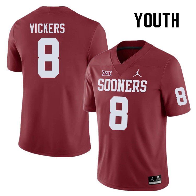 Youth #8 Makari Vickers Oklahoma Sooners College Football Jerseys Stitched-Crimson